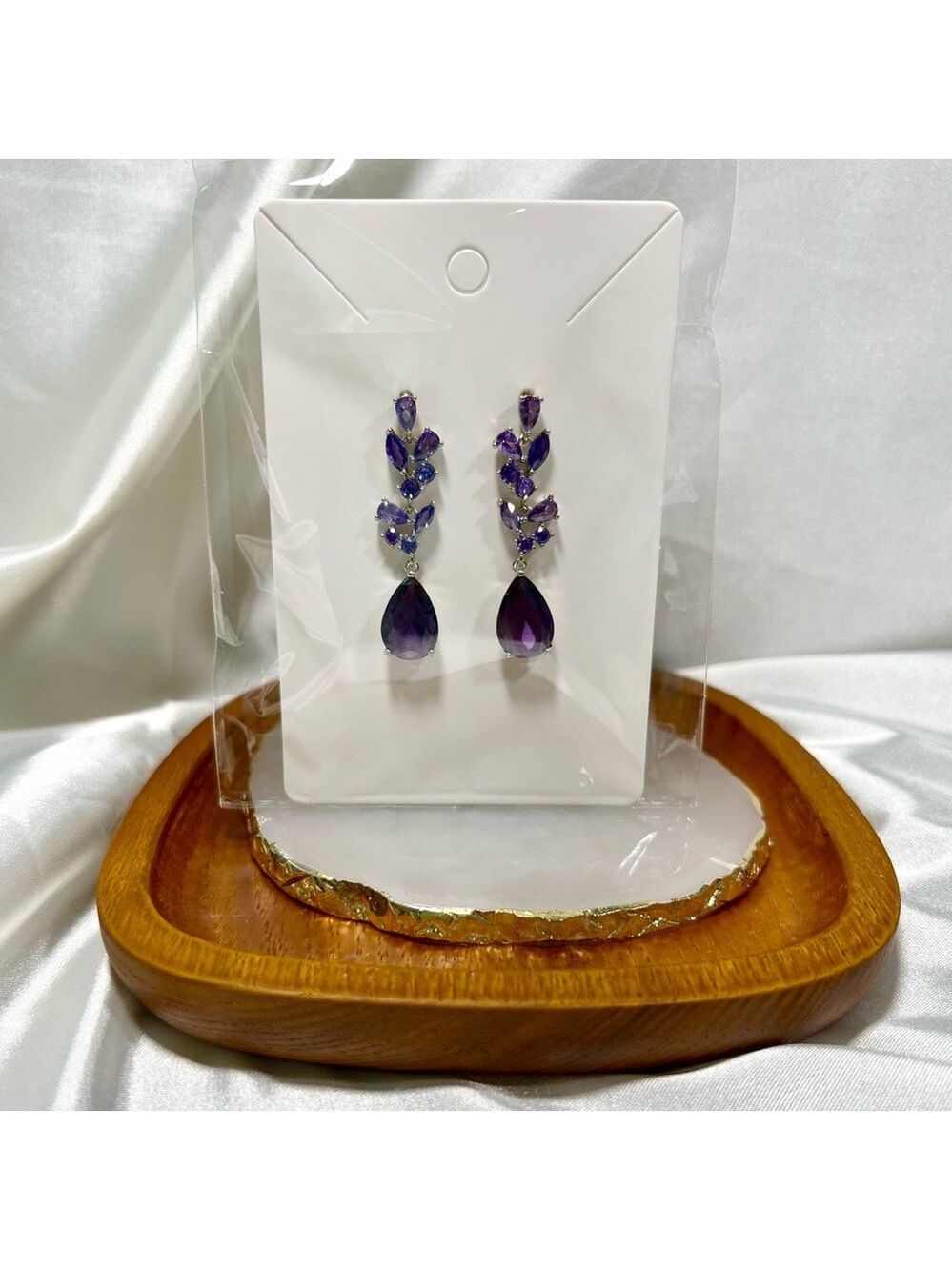 Purple Drop Earrings - Picture 1 of 4